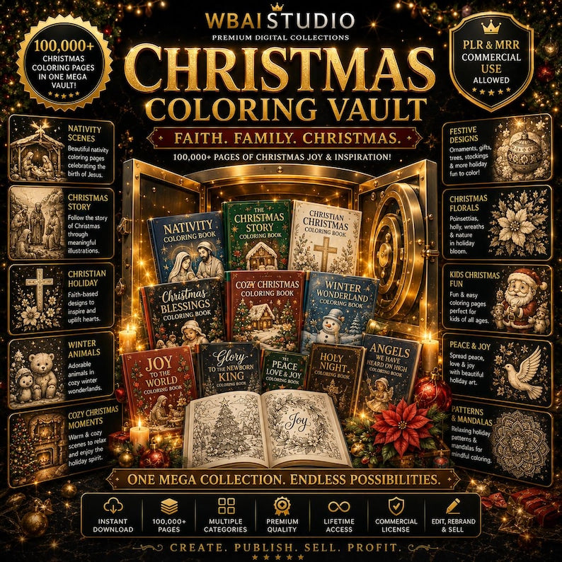 100K+ Coloring Pages Bundle | PLR MRR | Commercial Use | KDP Ready | Kids & Adults | Instant Download